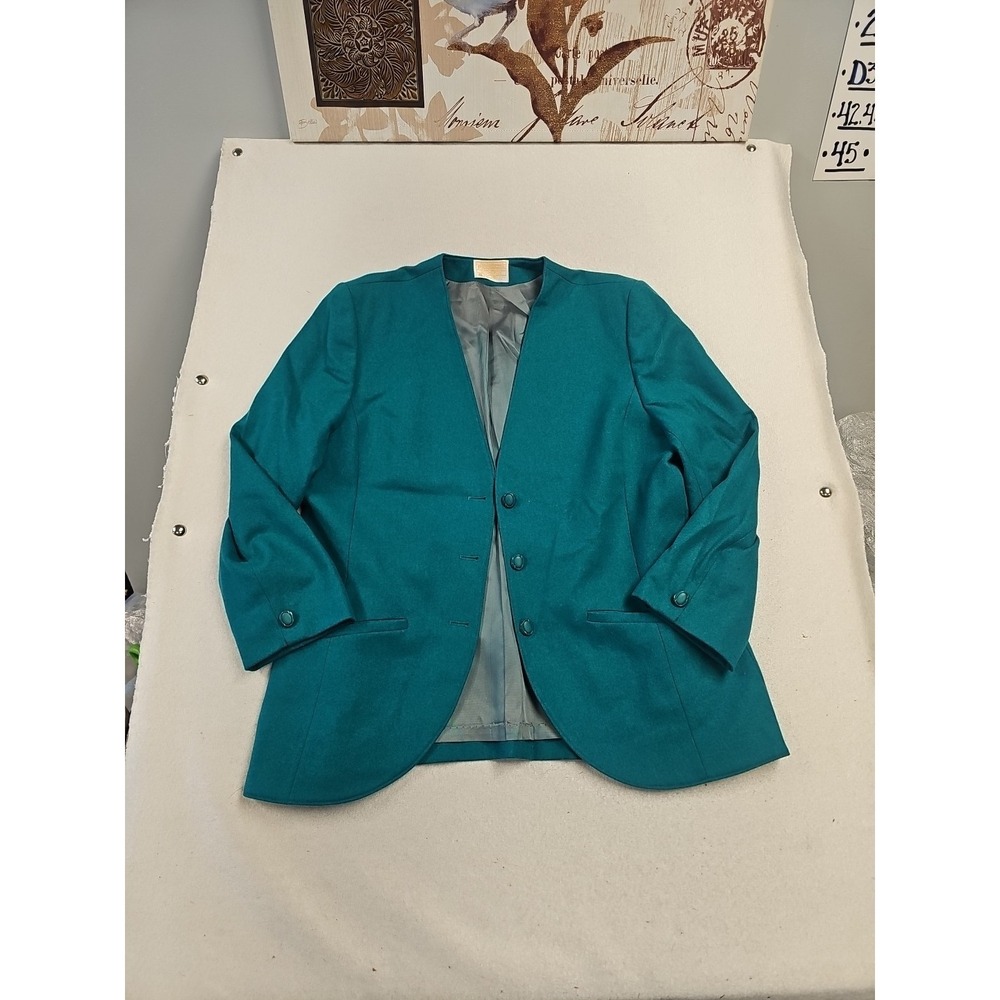 Vintage Pendleton Kelly‎ Green Virgin Wool 3 Button Blazer Jacket 18 Fully Lined